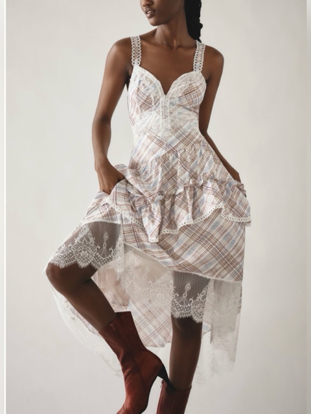 Anthropologie The Bobbi Asymmetrical Ruffled Tiered Midi